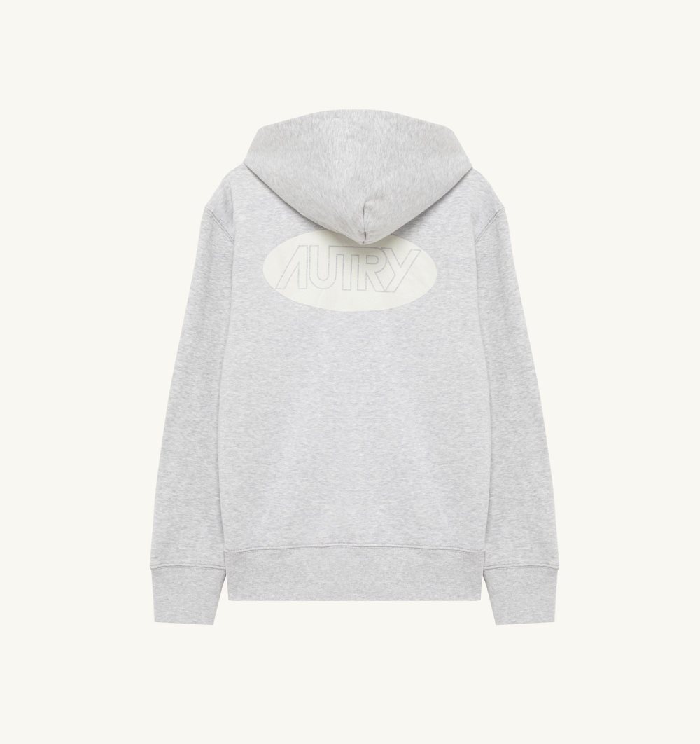 Autry Hoodie Jersey Printed Logo Grey | 0729-JHAVS