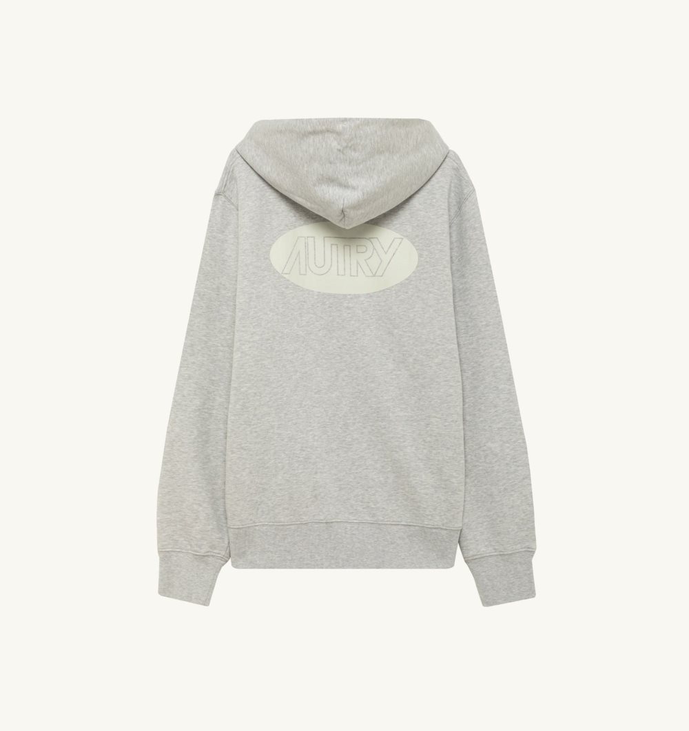 Autry Hoodie Jersey Printed Logo Grey | 9674-SOAKD