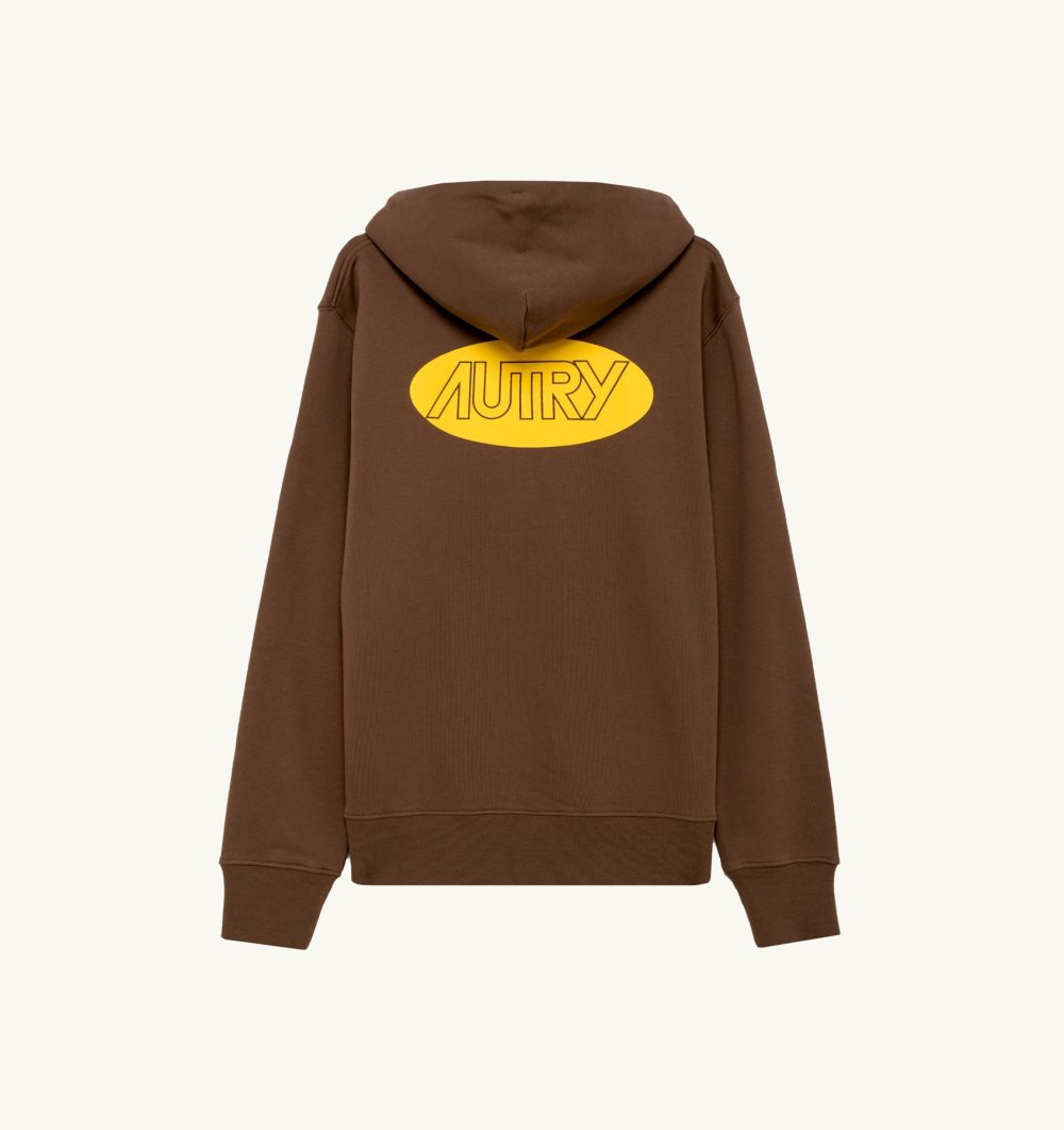 Autry Hoodie Jersey Printed Logo Marrone | 8954-WTCEP