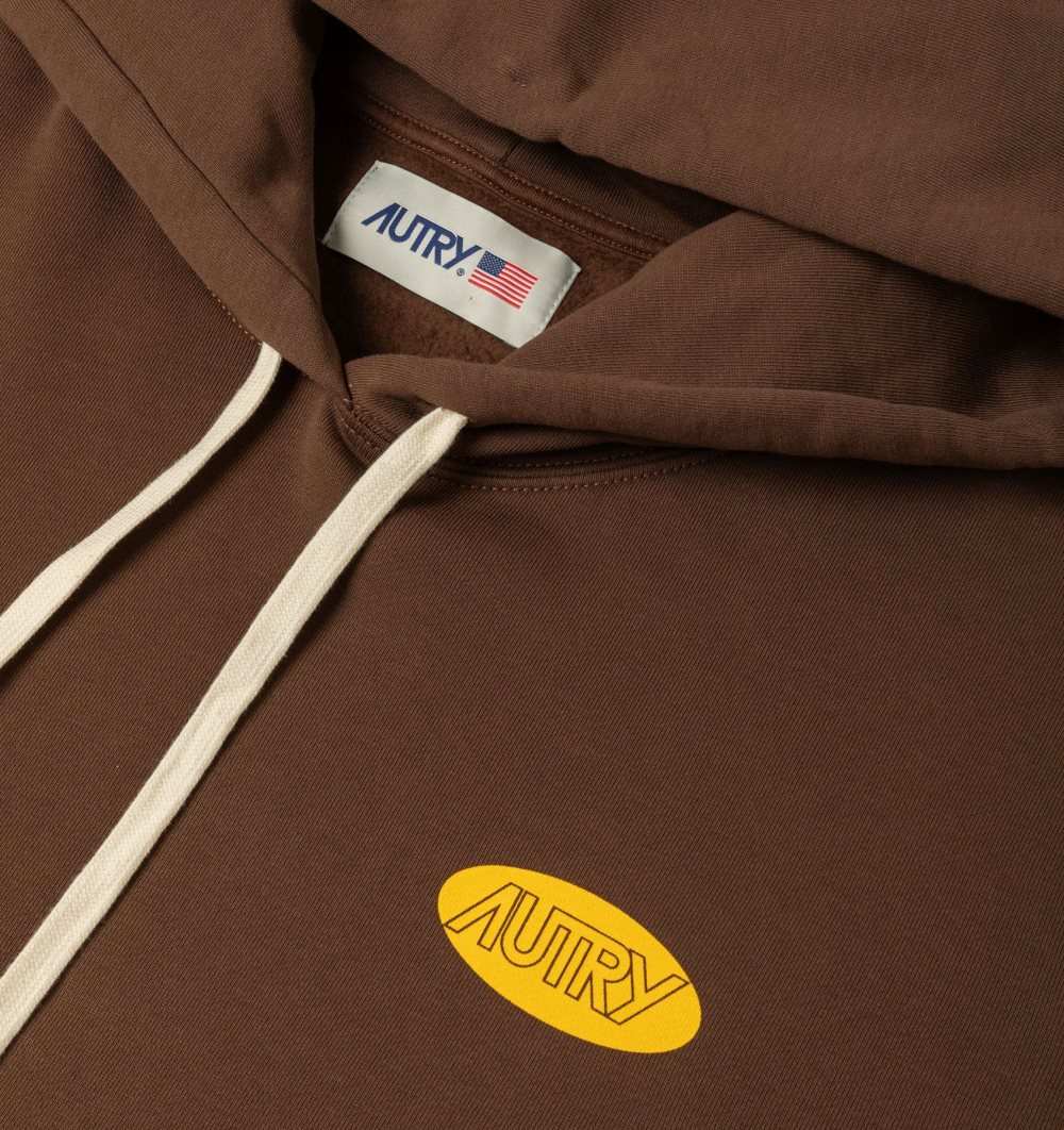 Autry Hoodie Jersey Printed Logo Marrone | 8954-WTCEP