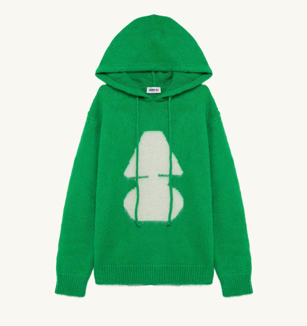 Autry Hoodie Wool Knit Green | 6513-WCXLV