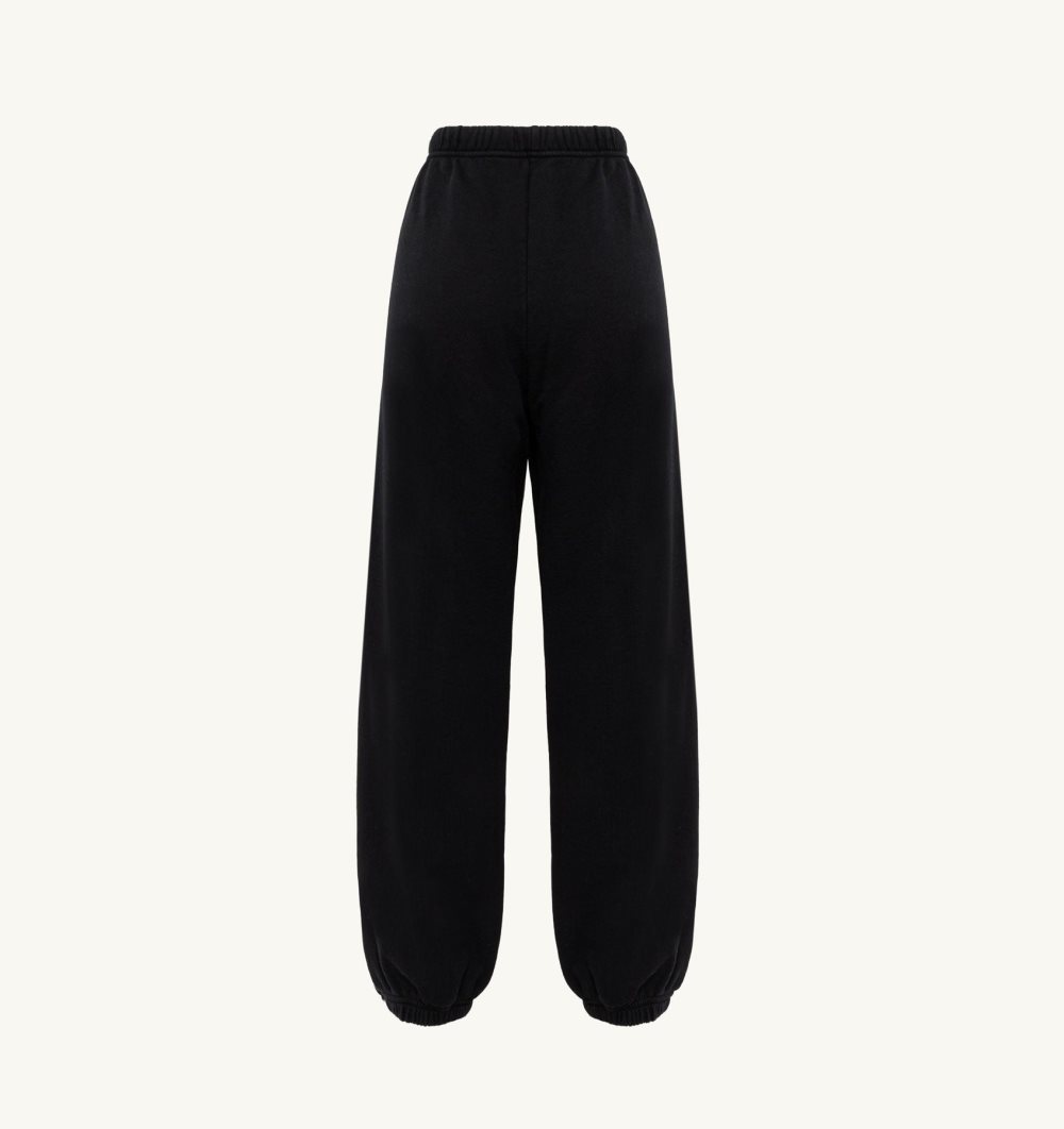 Autry Jogger Pants Cotton Jersey Black | 0564-XAYWJ