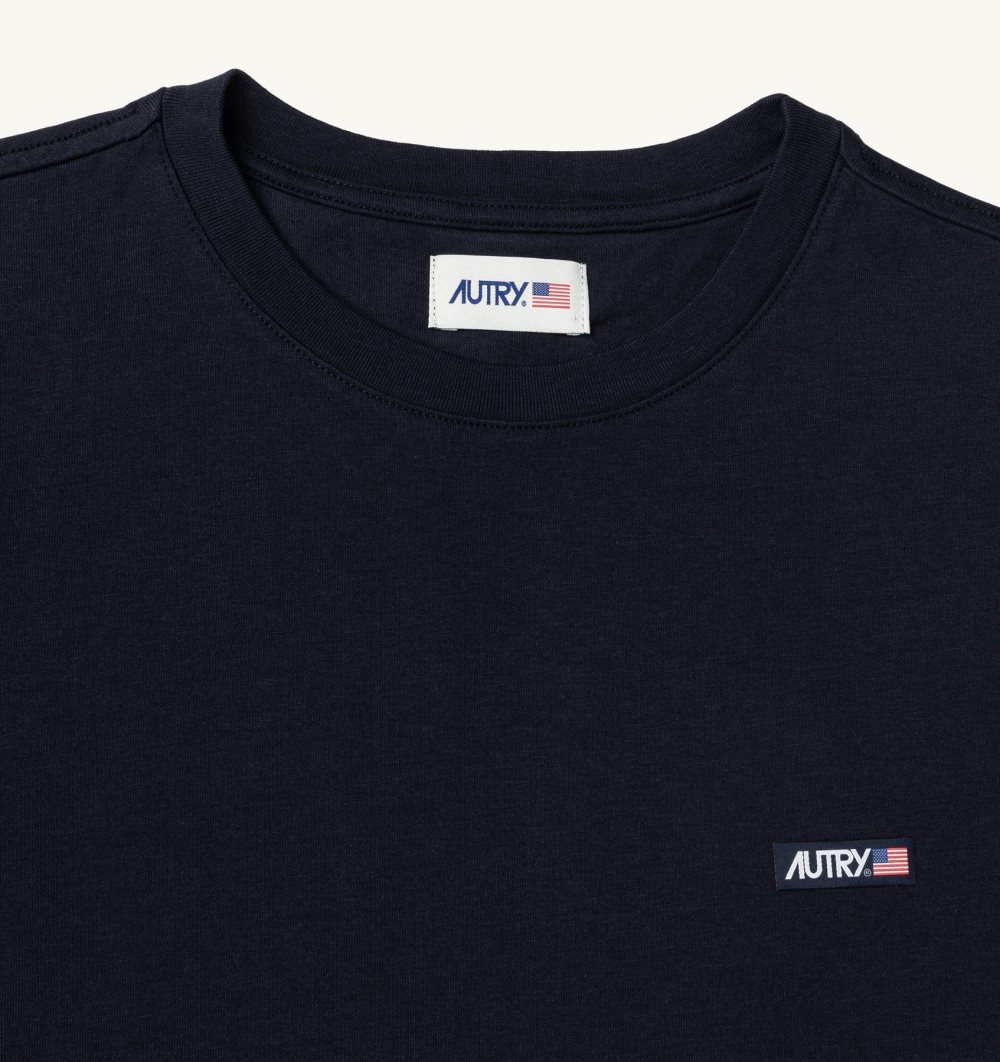 Autry Label T-shirt Cotton Jersey Blue | 3179-GSIMQ