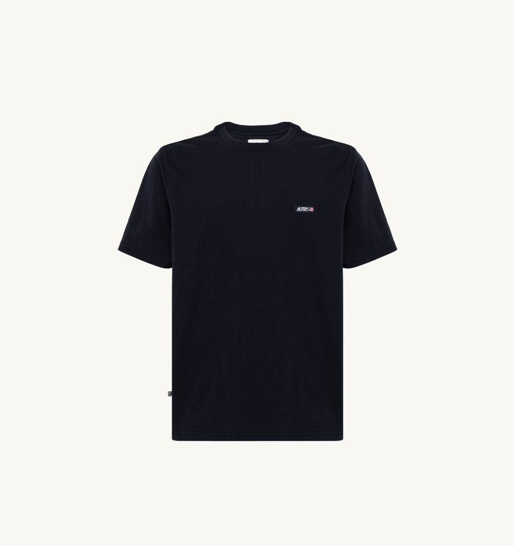 Autry Label T-shirt Cotton Jersey Blue | 3179-GSIMQ