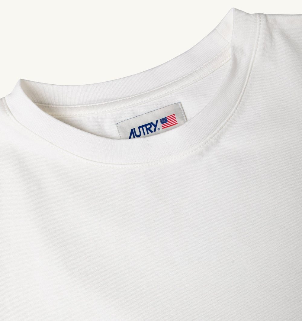 Autry Label T-shirt Cotton Jersey White | 0135-UQYAR