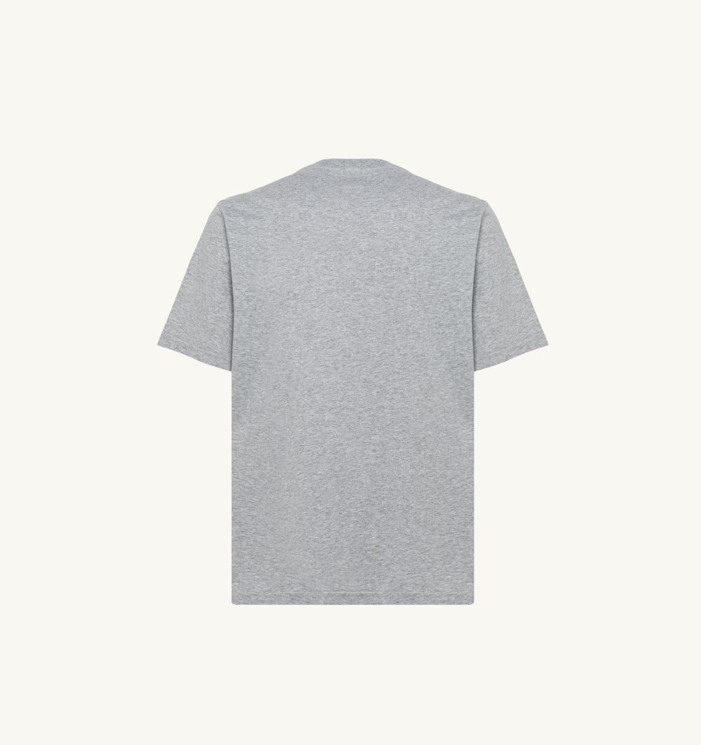 Autry Label T-shirt Melange Cotton Jersey Grey | 6837-HVDFC