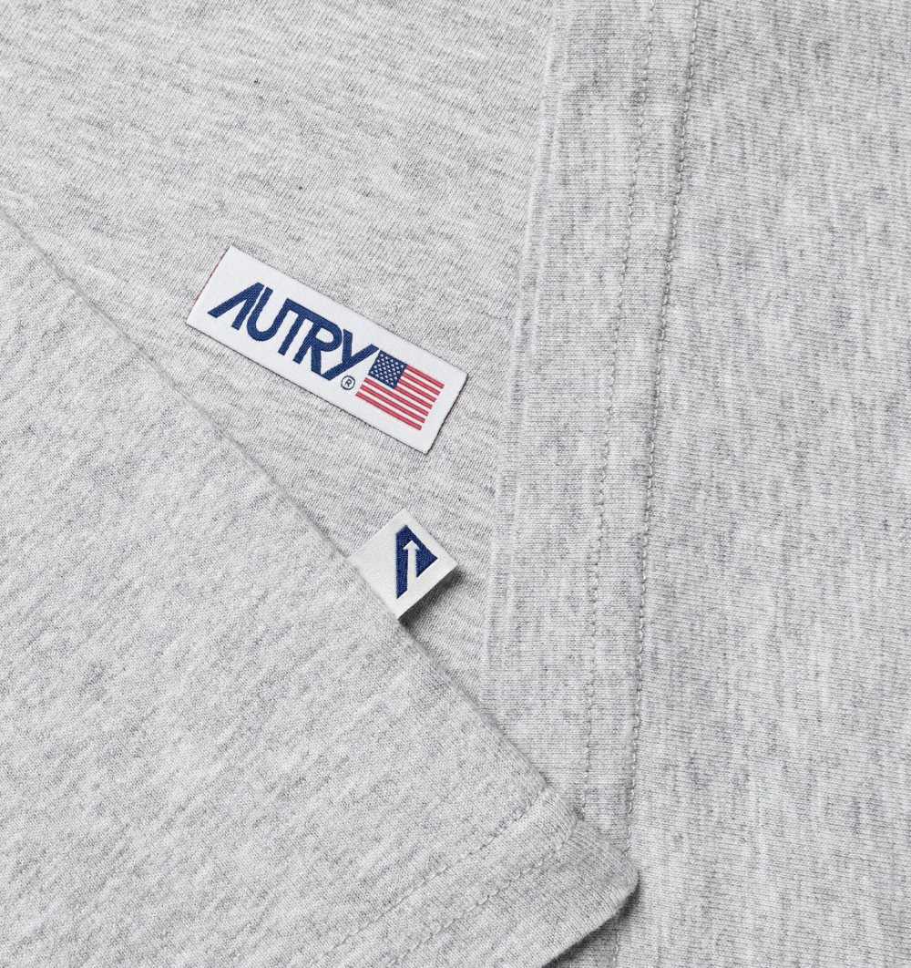 Autry Label T-shirt Melange Cotton Jersey Grey | 6837-HVDFC