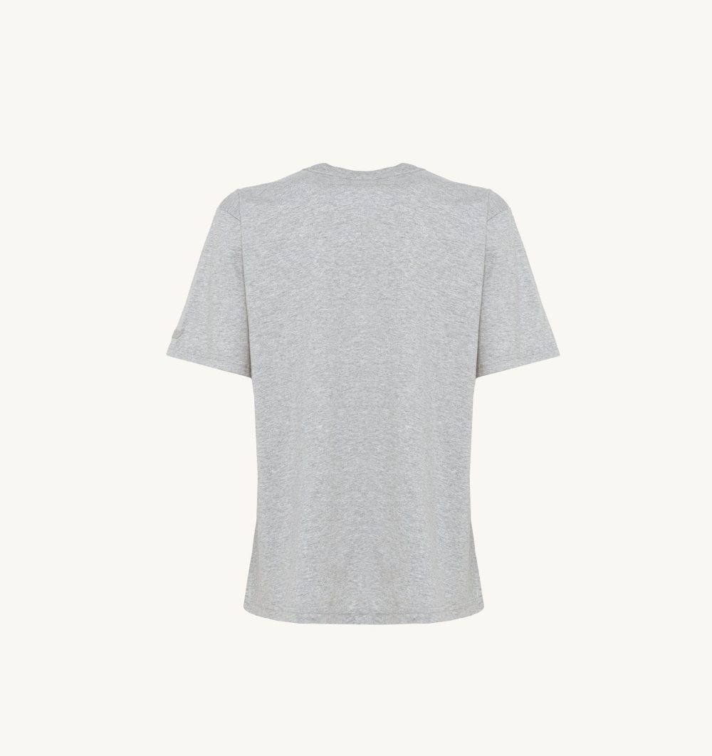 Autry Label T-shirt Melange Cotton Jersey Grey | 4105-RPWZY