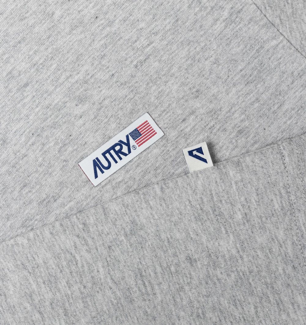 Autry Label T-shirt Melange Cotton Jersey Grey | 4105-RPWZY