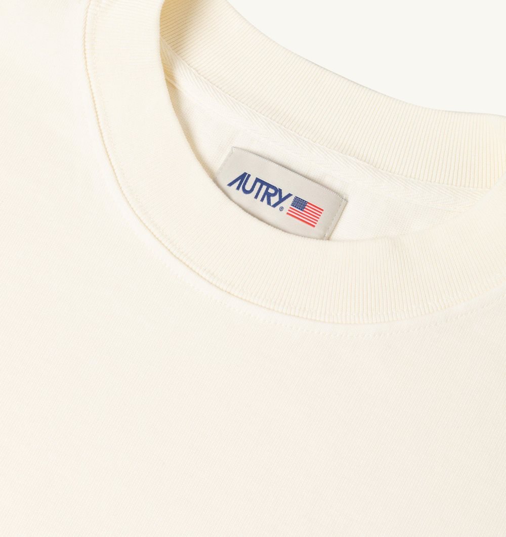 Autry Long-sleeve T-shirt Heavy Cotton White | 2415-YTEKZ