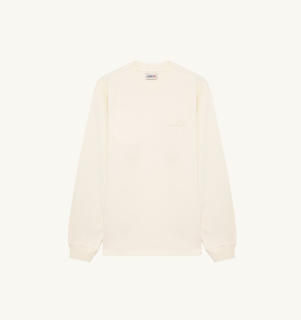 Autry Long-sleeve T-shirt Heavy Cotton White | 2415-YTEKZ