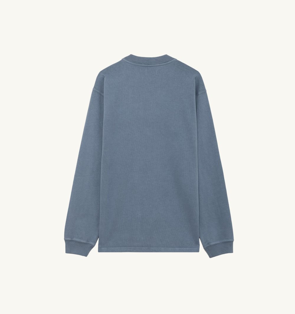 Autry Long-sleeve T-shirt Indigo Heavy Cotton Blue | 5163-STAIO