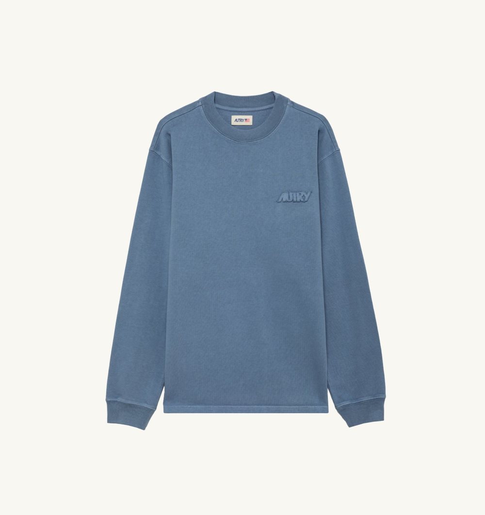 Autry Long-sleeve T-shirt Indigo Heavy Cotton Blue | 5163-STAIO