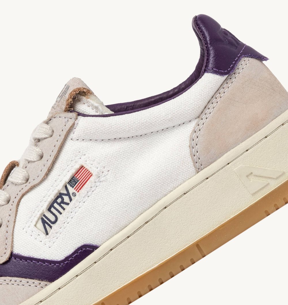 Autry Medalist Low Sneakers Canvas Leather White / Purple | 2065-NABTO