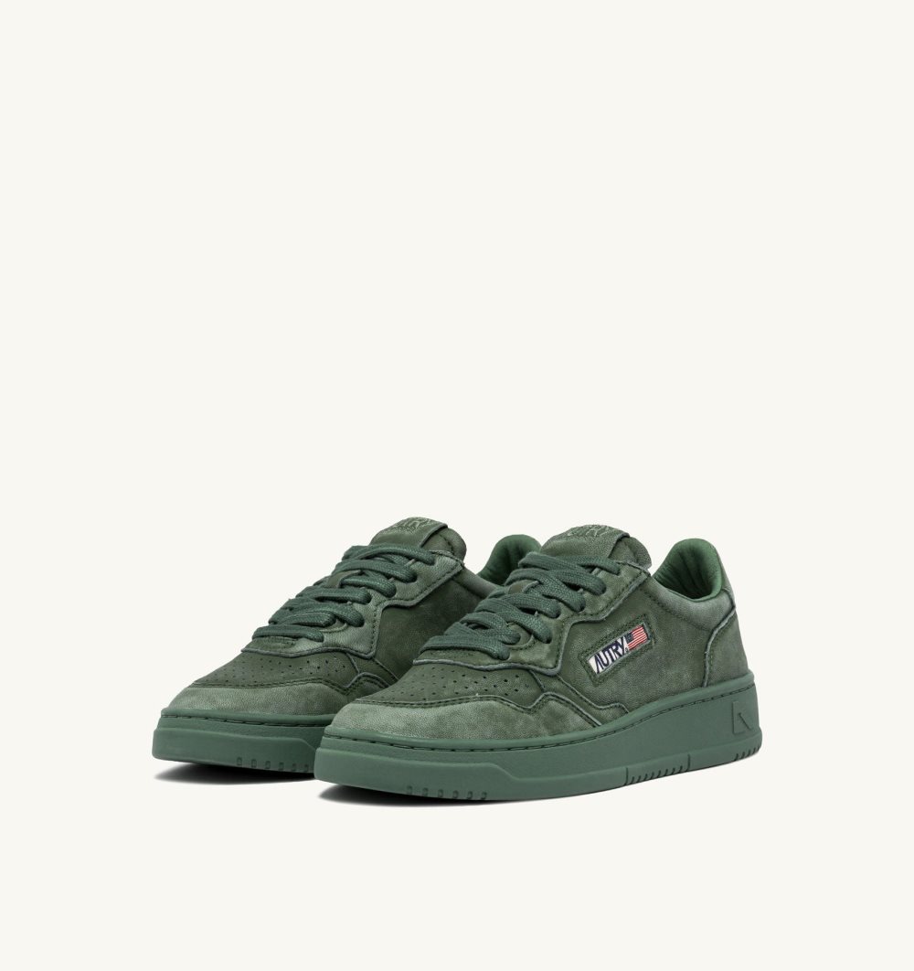 Autry Medalist Low Sneakers Goatskin Green | 6014-AVUCX