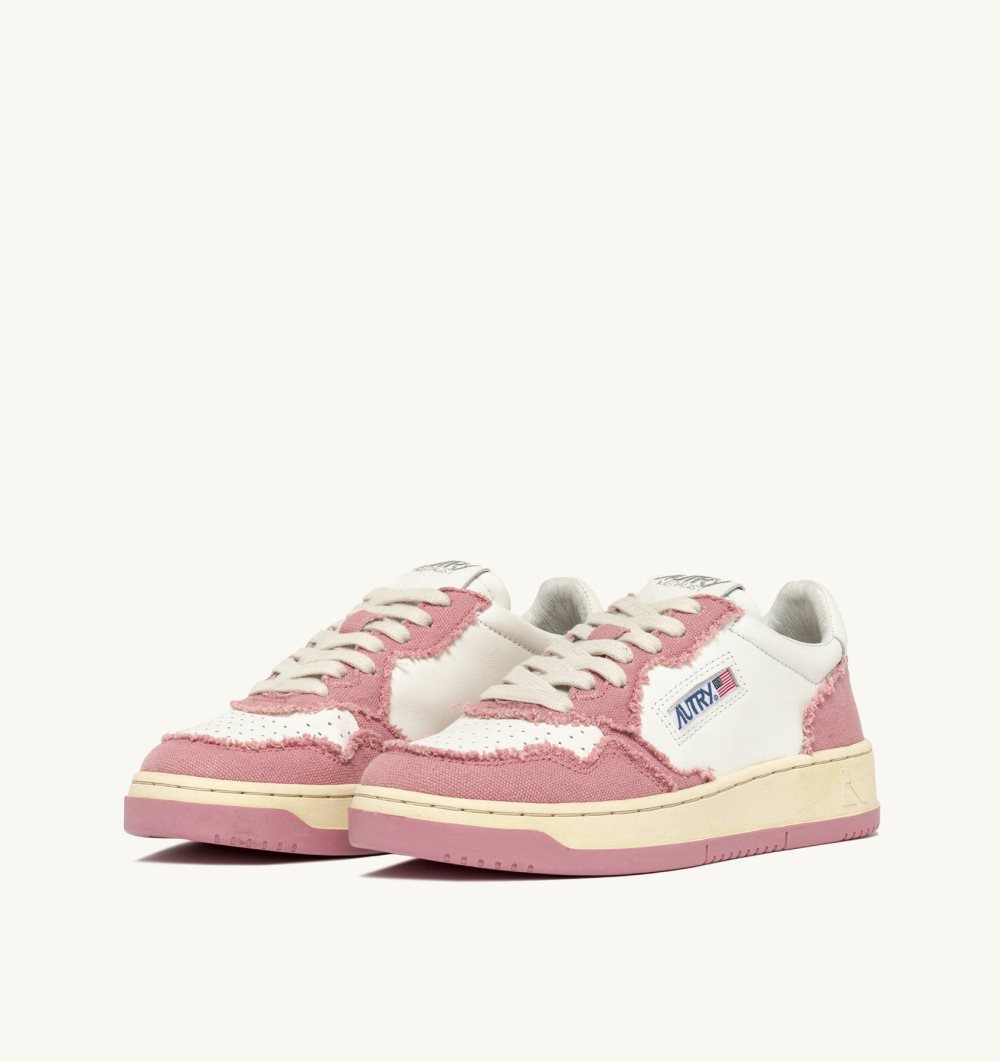 Autry Medalist Low Sneakers Leather Canvas White / Pink | 0647-DZABN