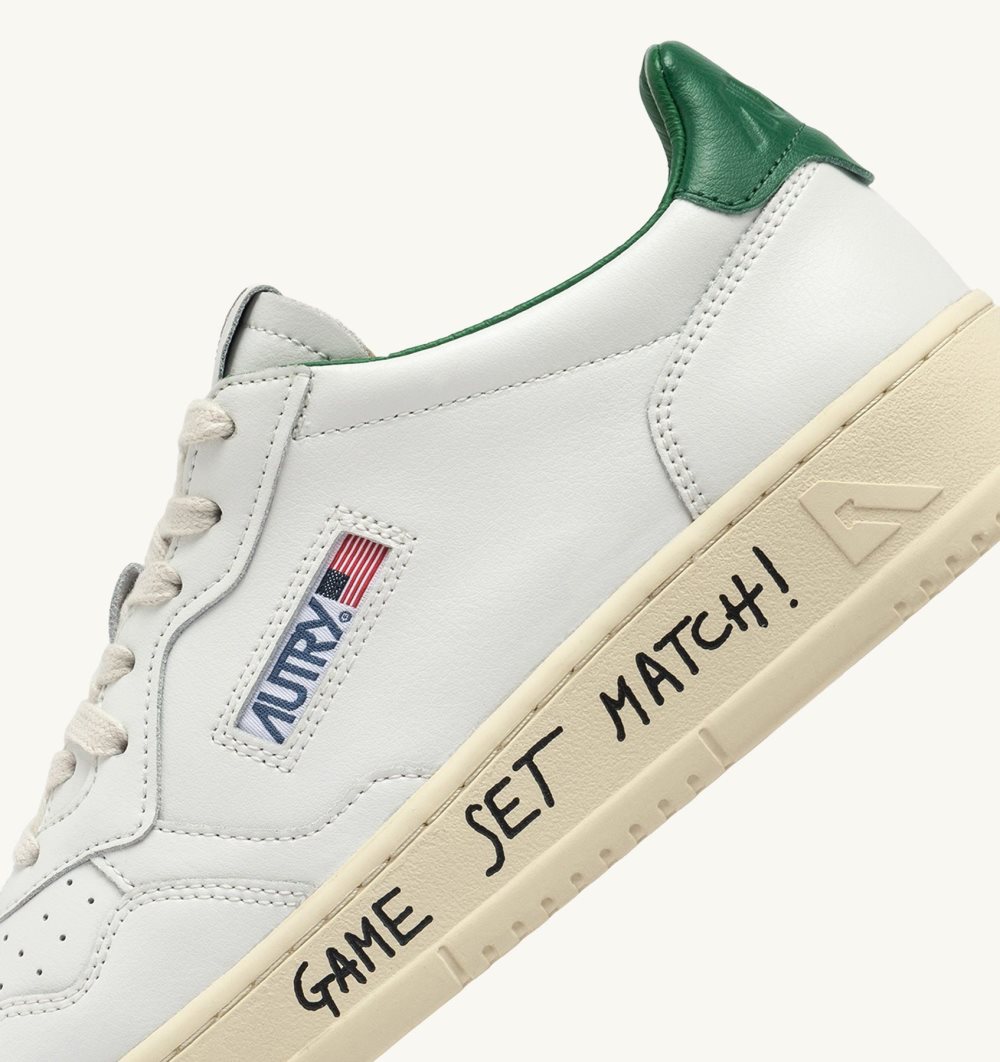 Autry Medalist Low Sneakers Leather Lettering Green / White | 8162-IPWNG