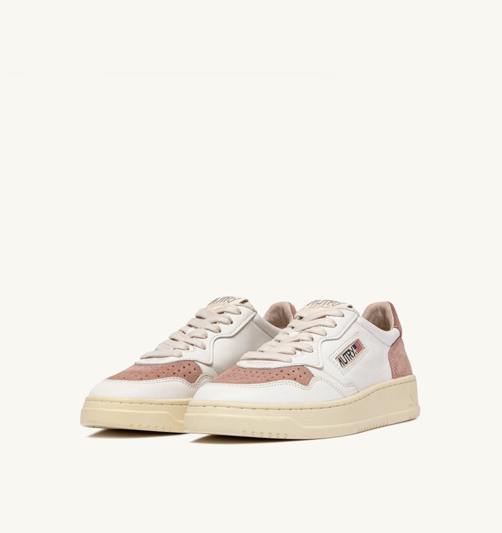 Autry Medalist Low Sneakers Leather Nude White / Pink | 7148-FMOPZ