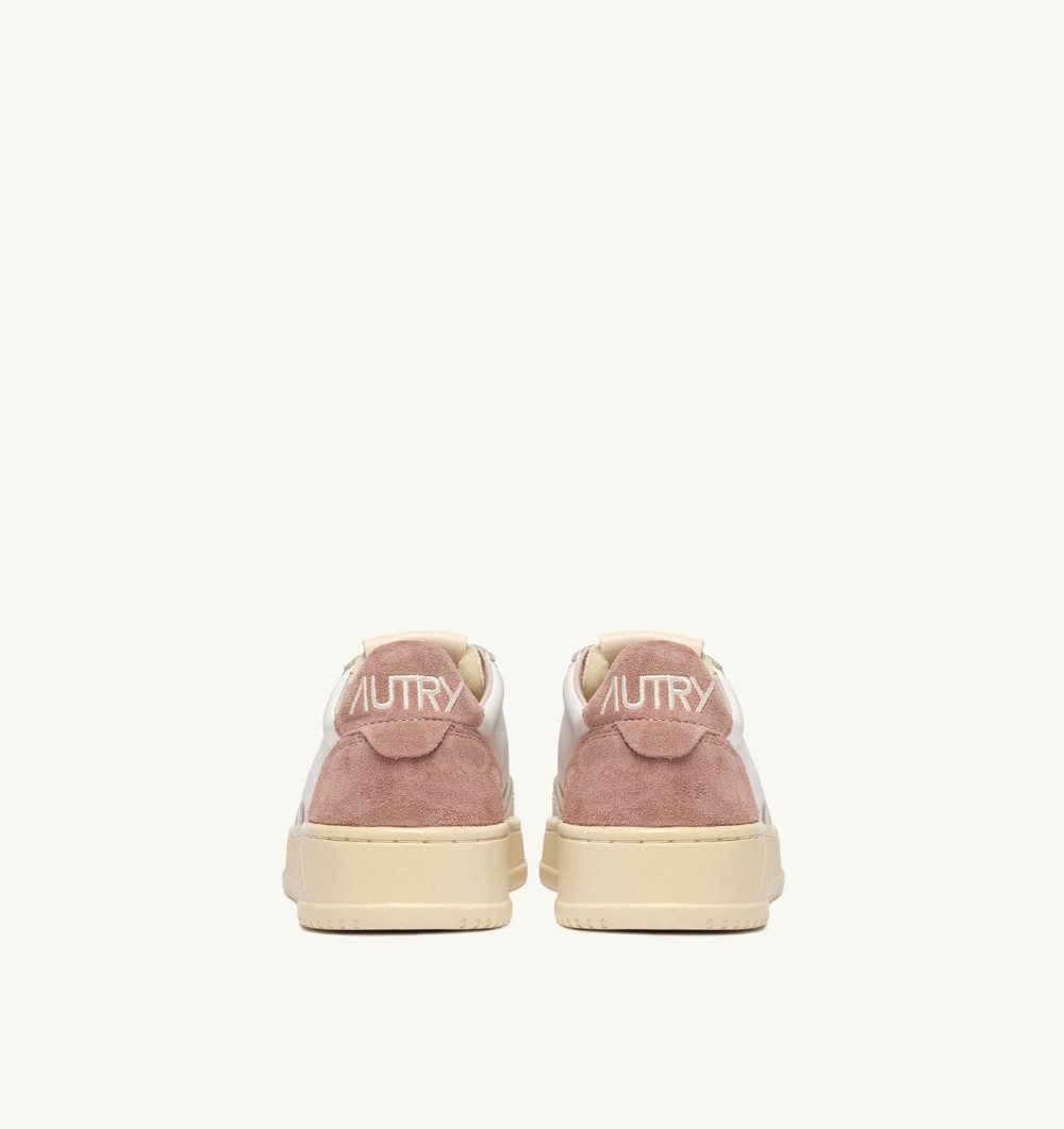 Autry Medalist Low Sneakers Leather Nude White / Pink | 7148-FMOPZ