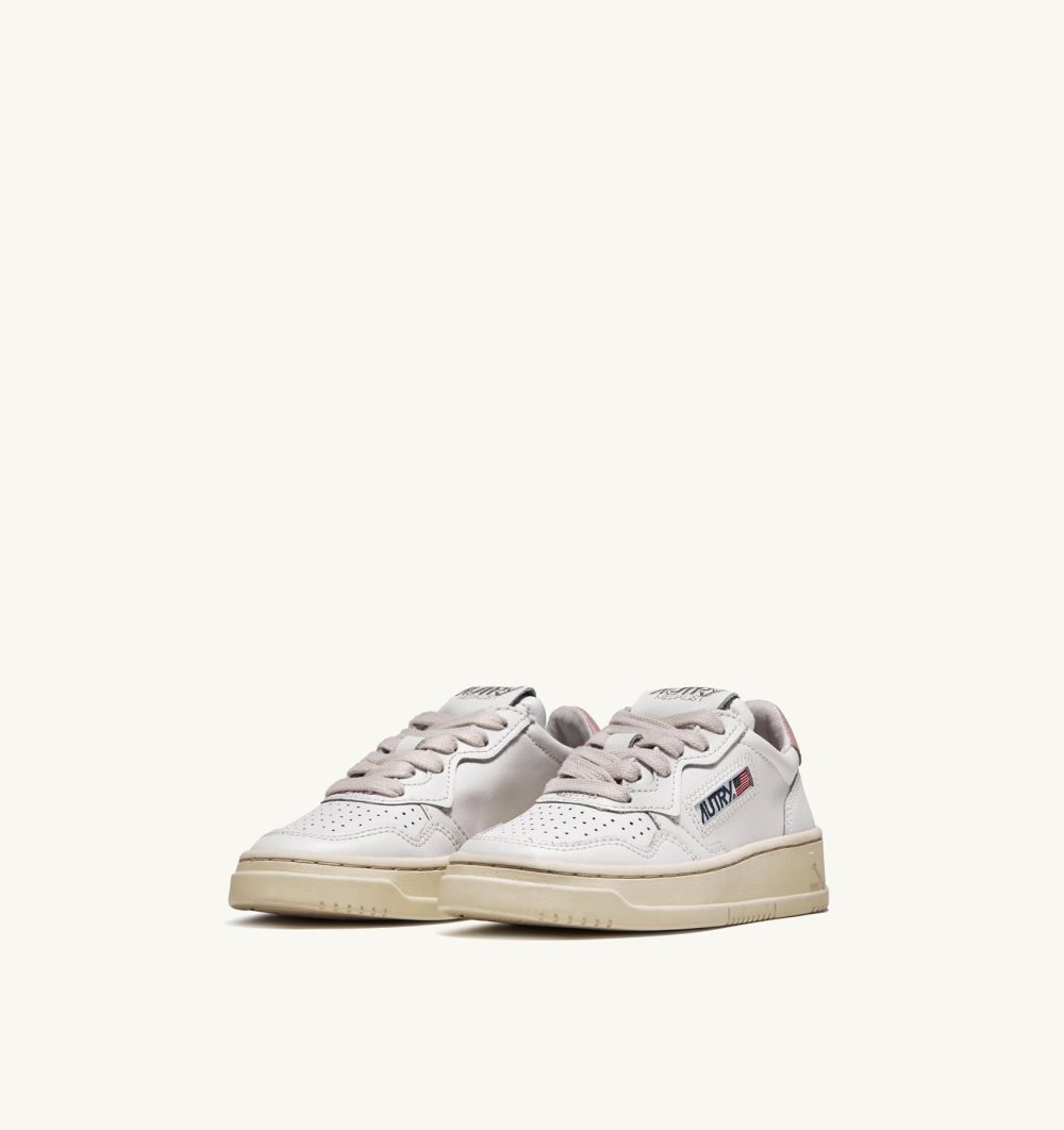 Autry Medalist Low Sneakers Leather White / Pink | 7134-YDPZK