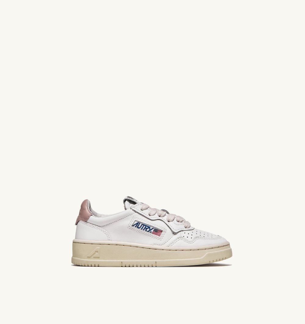 Autry Medalist Low Sneakers Leather White / Pink | 7134-YDPZK