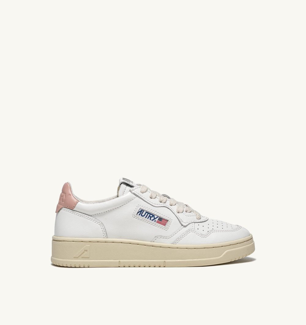 Autry Medalist Low Sneakers Leather White / Pink | 7120-JZVSD