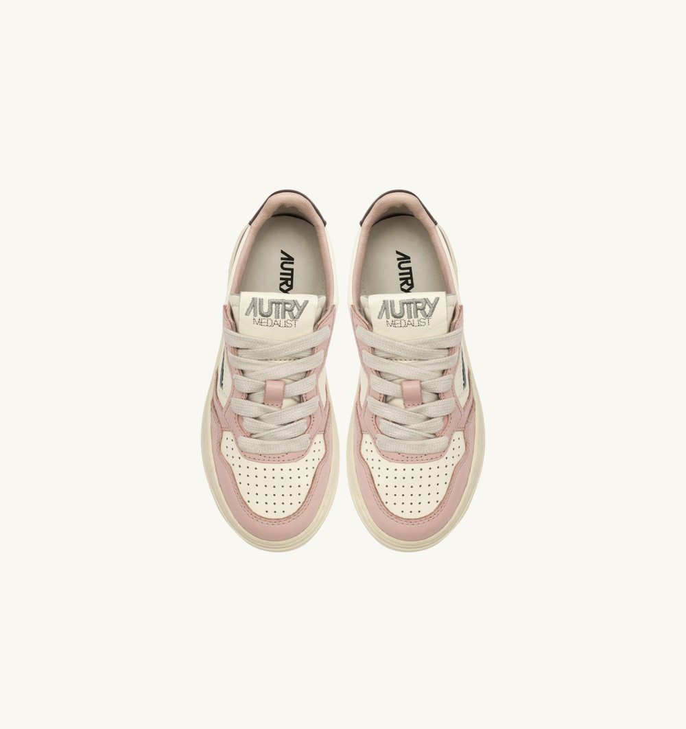 Autry Medalist Low Sneakers Leather White / Pink | 3281-XAORW