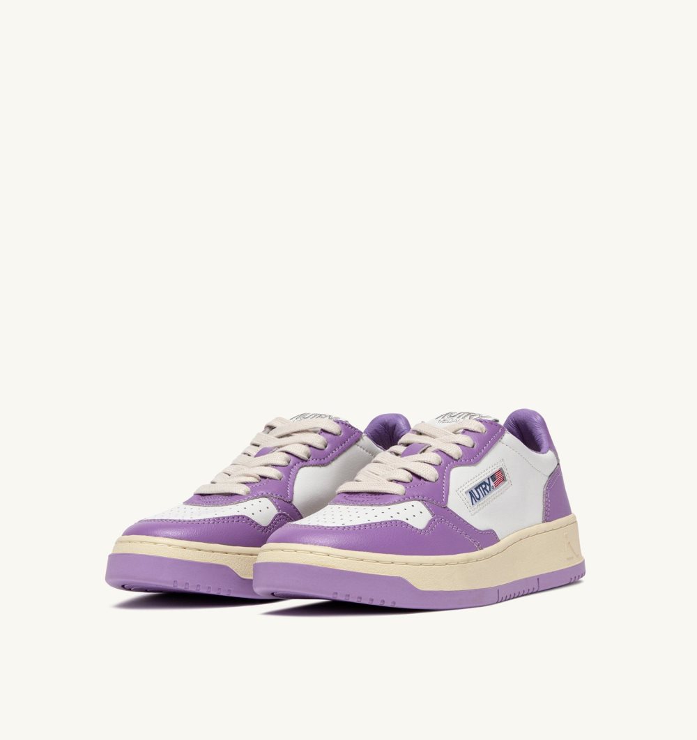 Autry Medalist Low Sneakers Leather White / Purple | 3094-LFPYZ