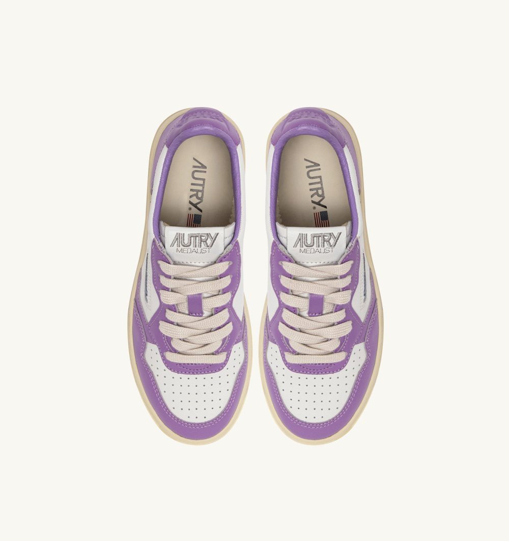 Autry Medalist Low Sneakers Leather White / Purple | 3094-LFPYZ