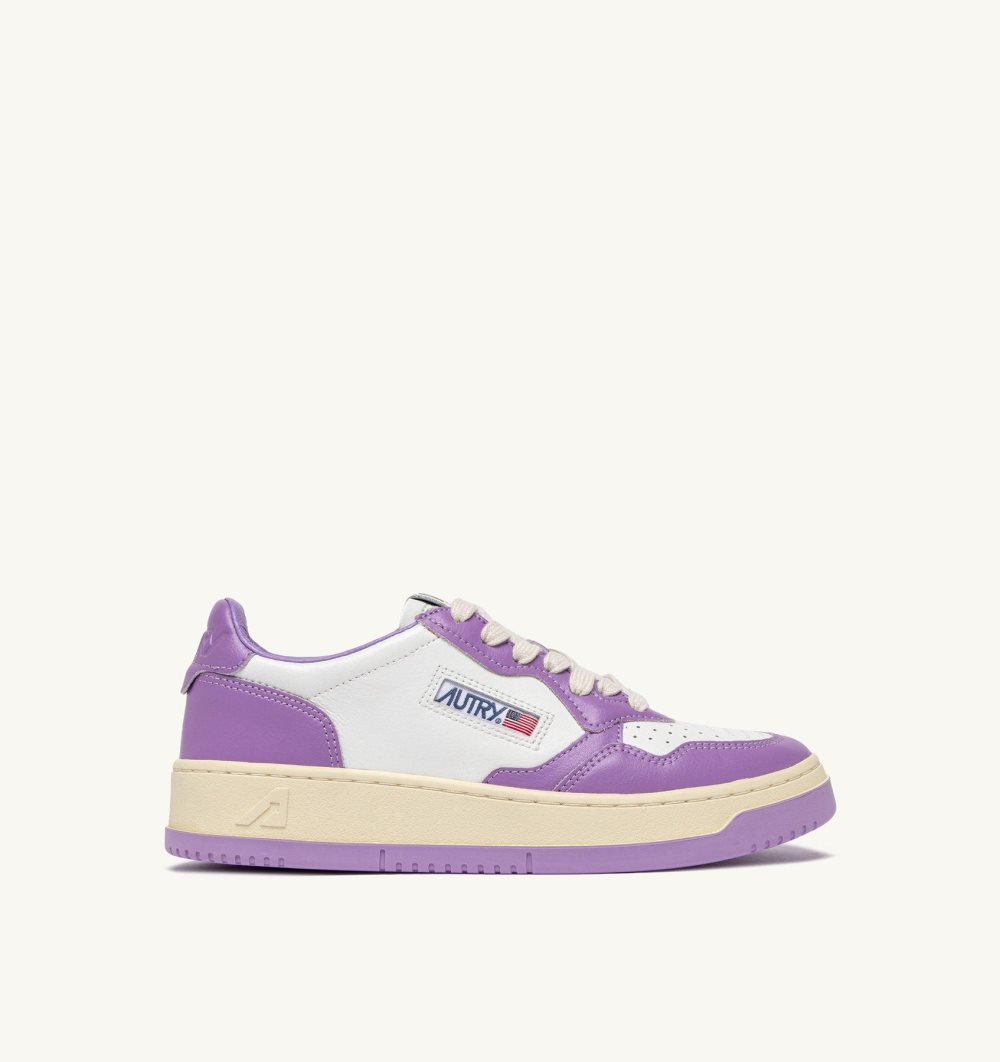 Autry Medalist Low Sneakers Leather White / Purple | 3094-LFPYZ