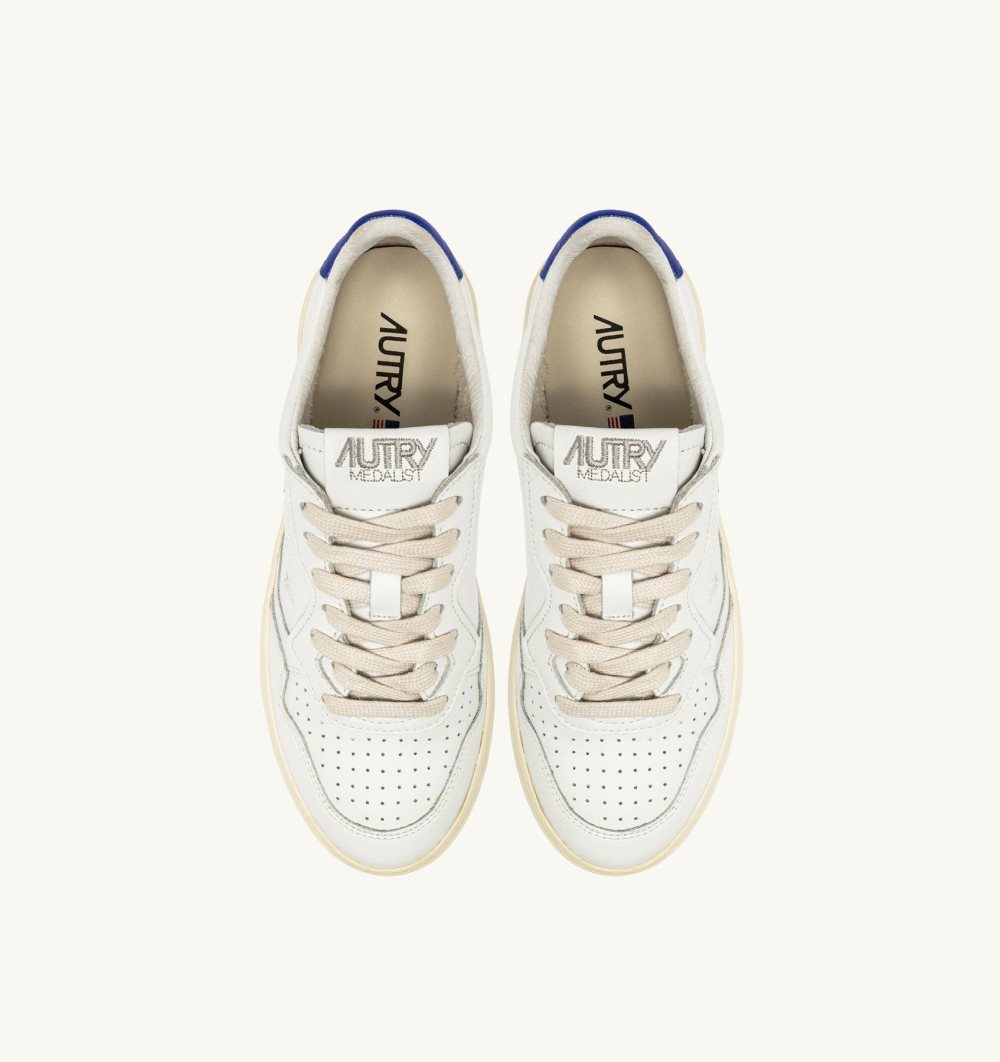 Autry Medalist Low Sneakers Leather White / Blue | 0876-HQNEA