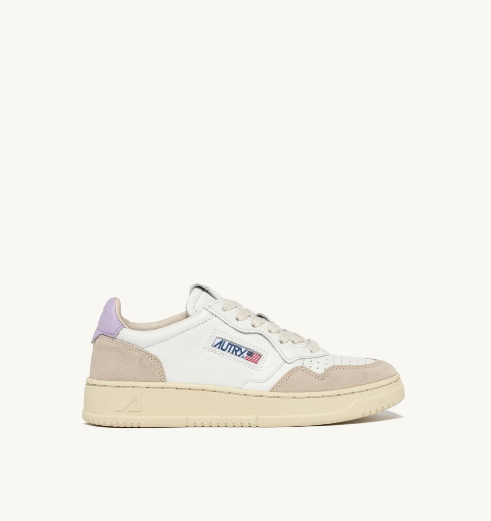 Autry Medalist Low Sneakers Lilac Leather Suede White / Purple | 7930-HVUEB