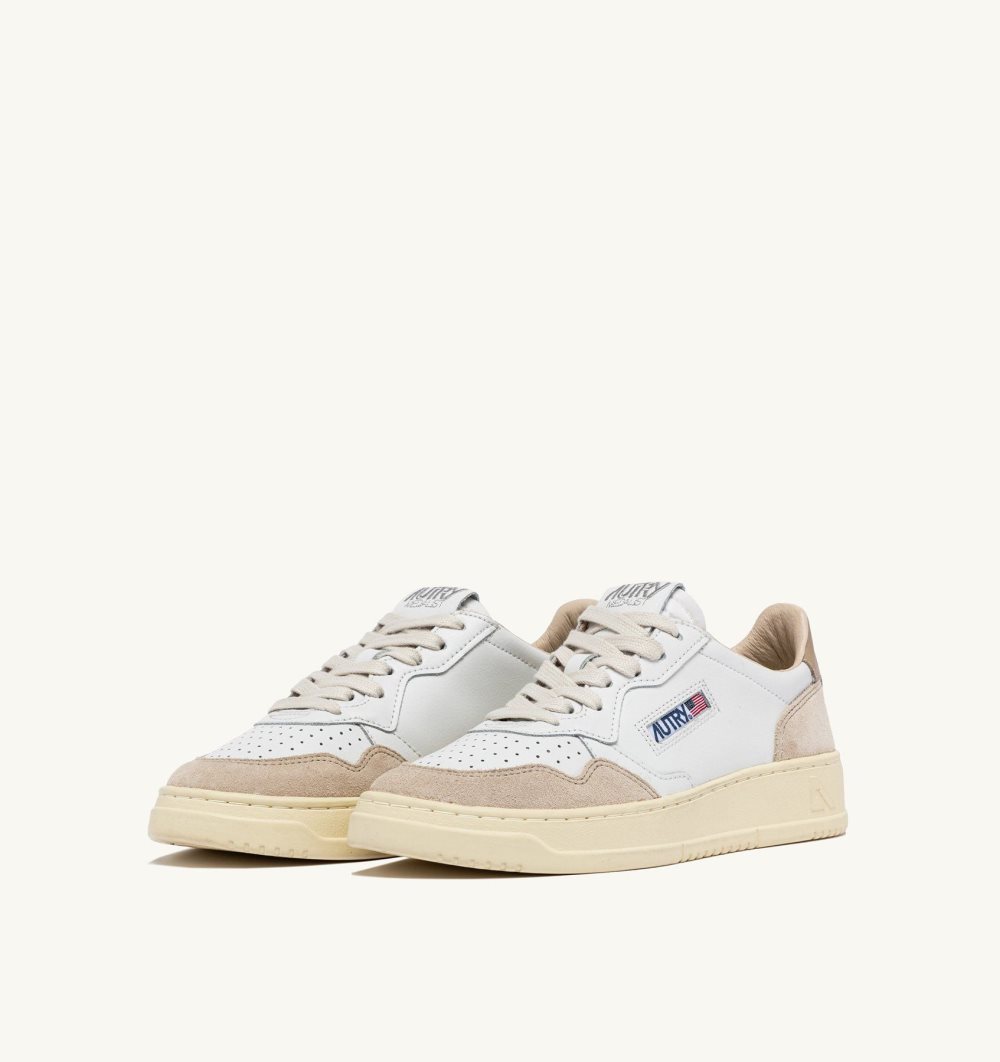 Autry Medalist Low Sneakers Pepper Leather Suede White / Beige | 4203-BPNVC