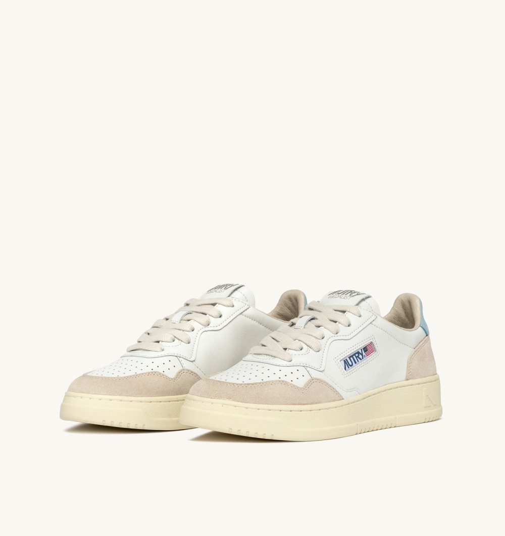 Autry Medalist Low Sneakers Suede Leather White / Blue | 7904-IYLQF