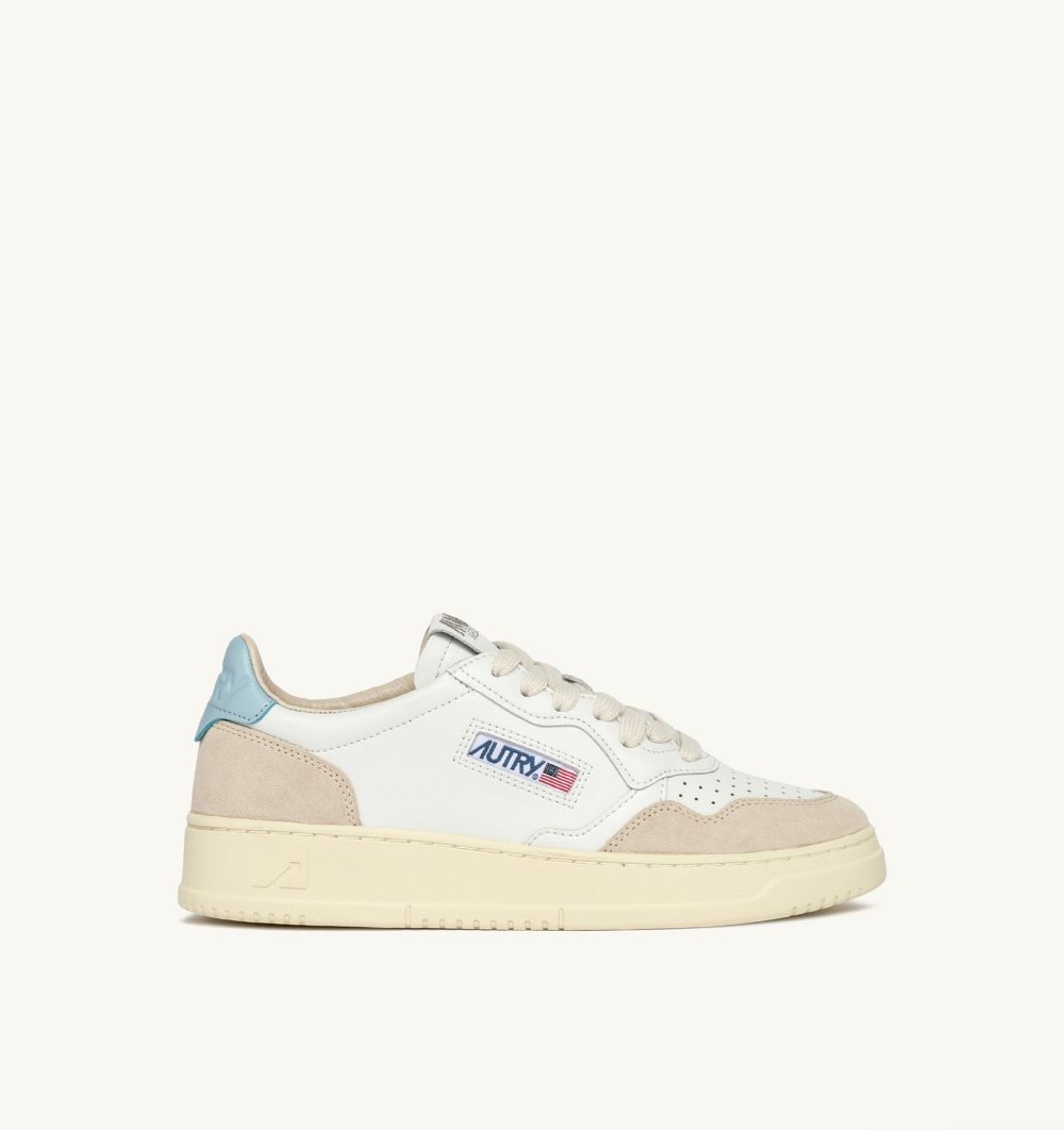 Autry Medalist Low Sneakers Suede Leather White / Blue | 7904-IYLQF