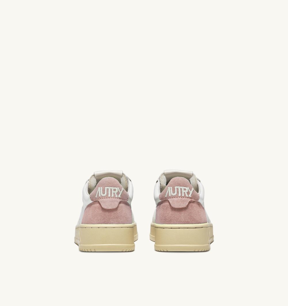 Autry Medalist Low Sneakers Suede Leather White / Pink | 0518-SYIXU