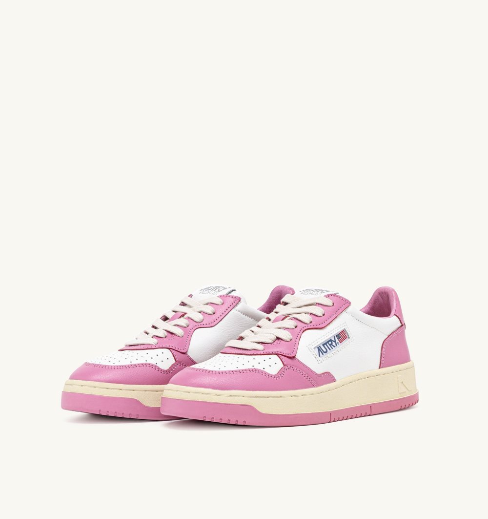 Autry Medalist Low Sneakers Two-tone Leather White / Pink | 3715-ZBTWS