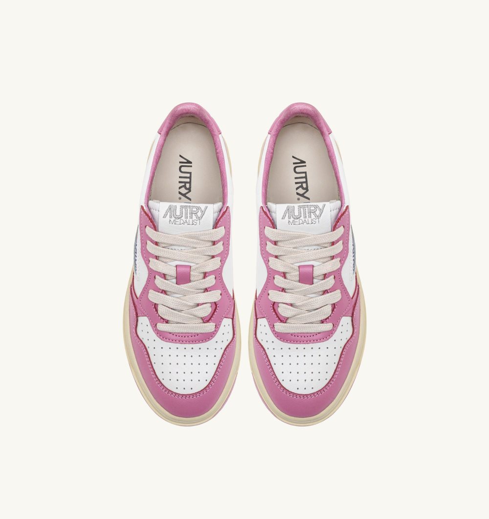 Autry Medalist Low Sneakers Two-tone Leather White / Pink | 3715-ZBTWS