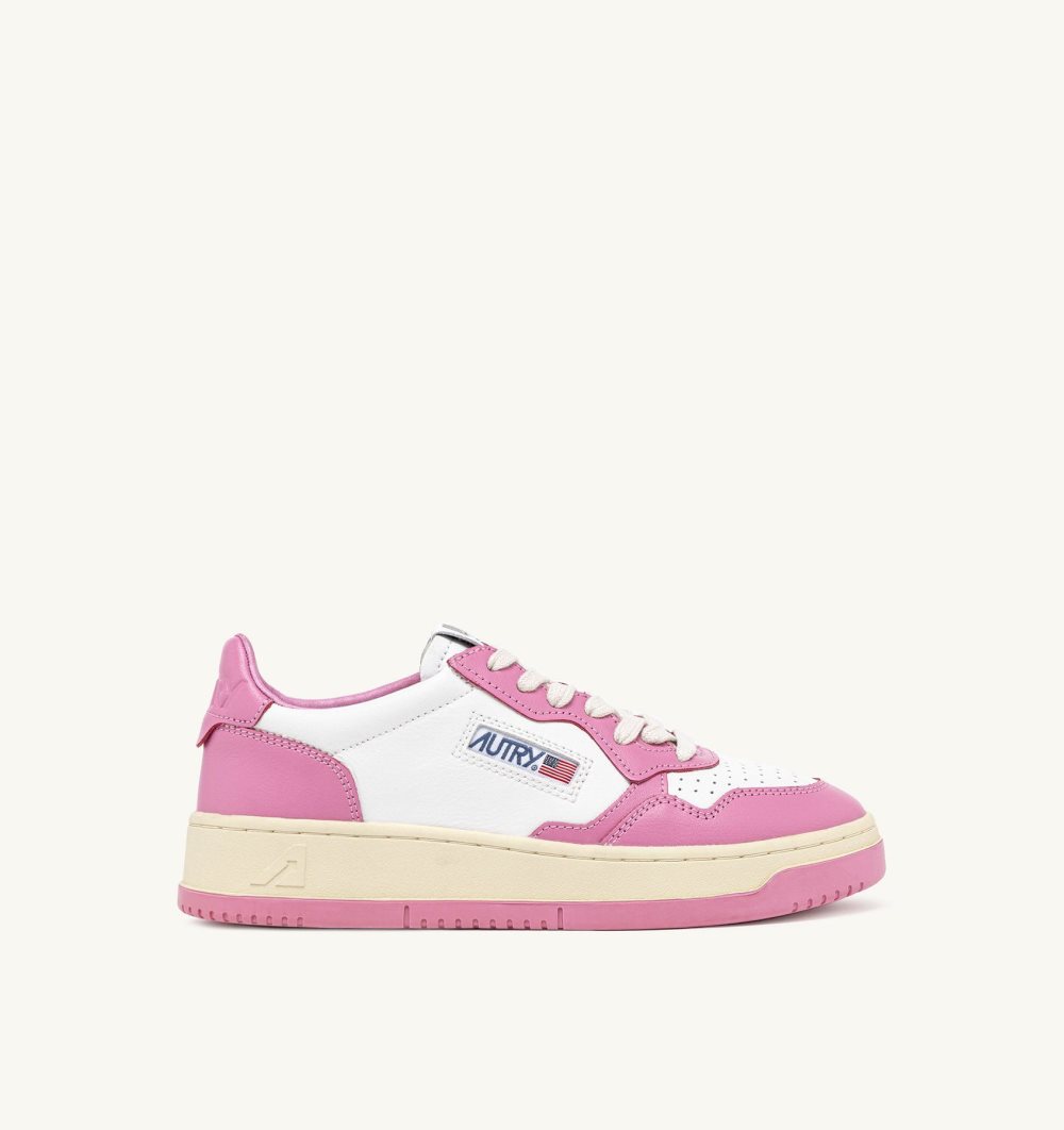 Autry Medalist Low Sneakers Two-tone Leather White / Pink | 3715-ZBTWS