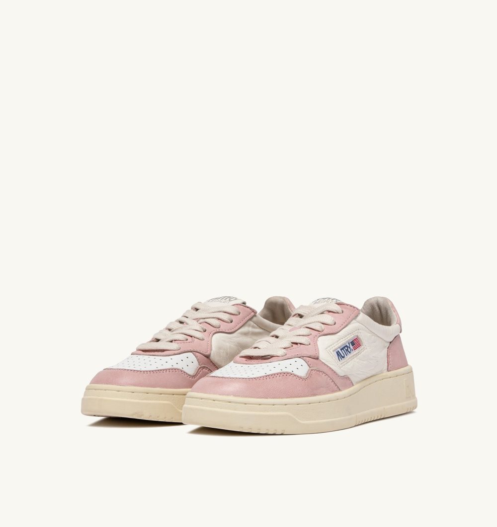 Autry Medalist Low Sneakers Washed Goatskin White / Pink | 0618-KBSVJ