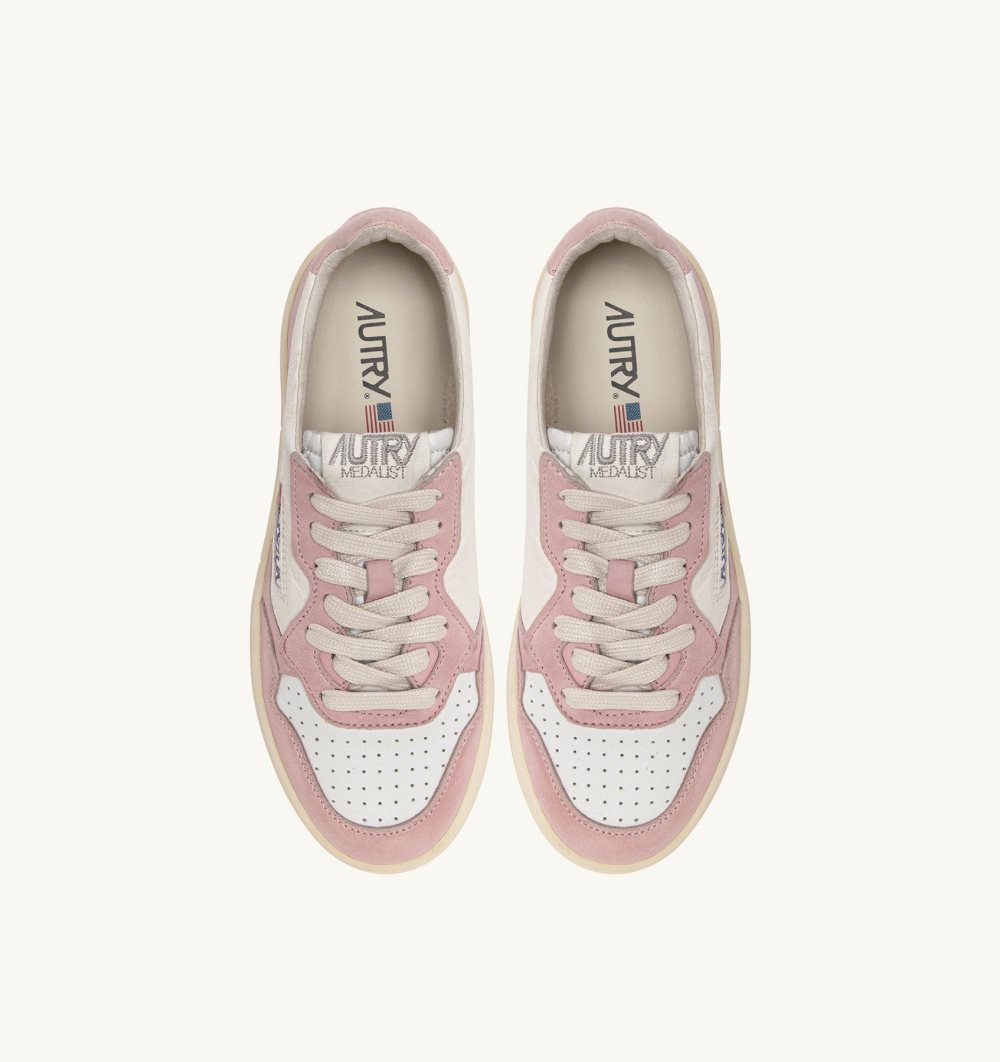 Autry Medalist Low Sneakers Washed Goatskin White / Pink | 0618-KBSVJ