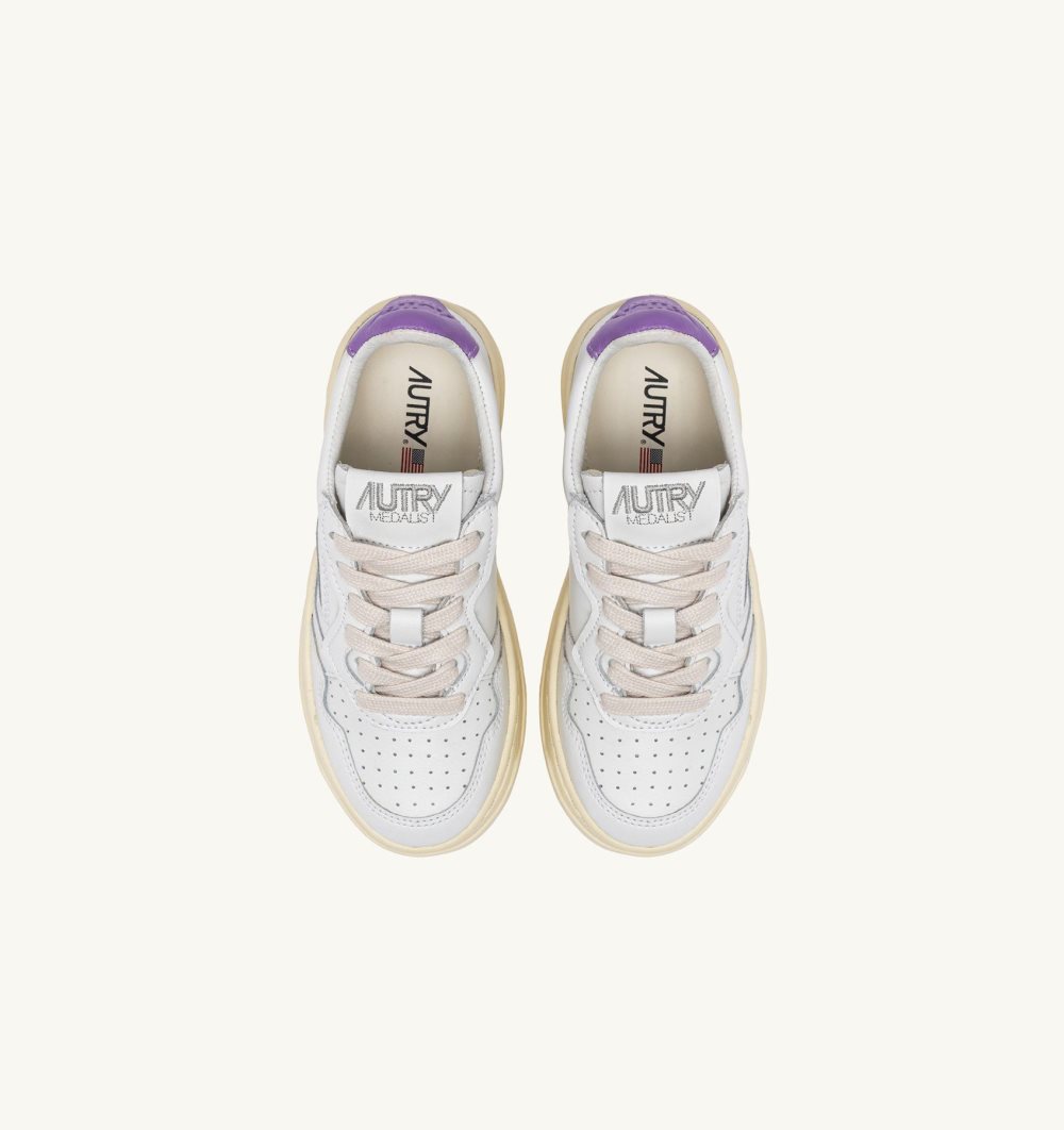 Autry Medalist Low-top Sneakers Leather White / Purple | 1246-UVTRC