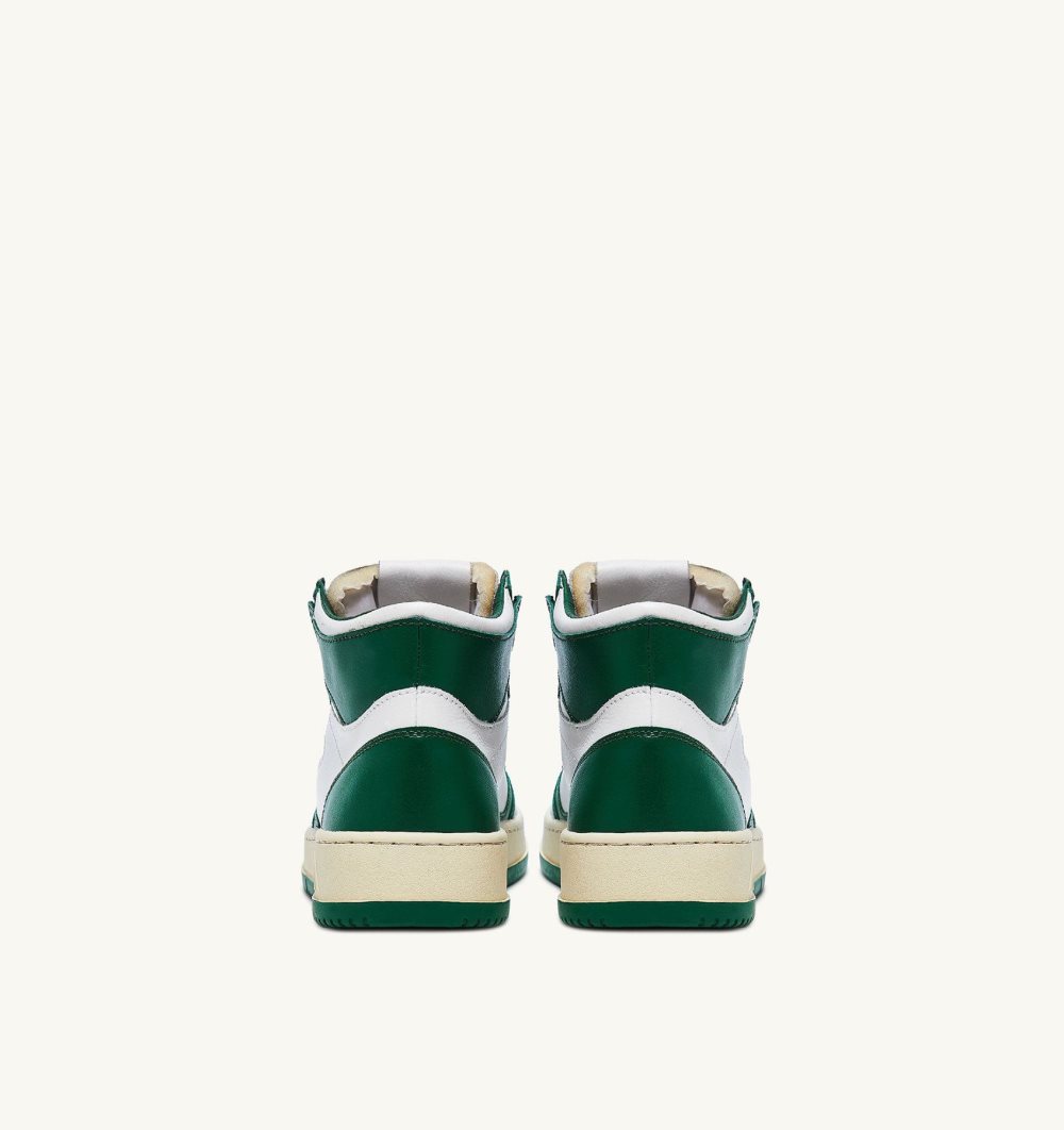 Autry Medalist Mid Sneakers Leather Green / White | 7328-MKZBG