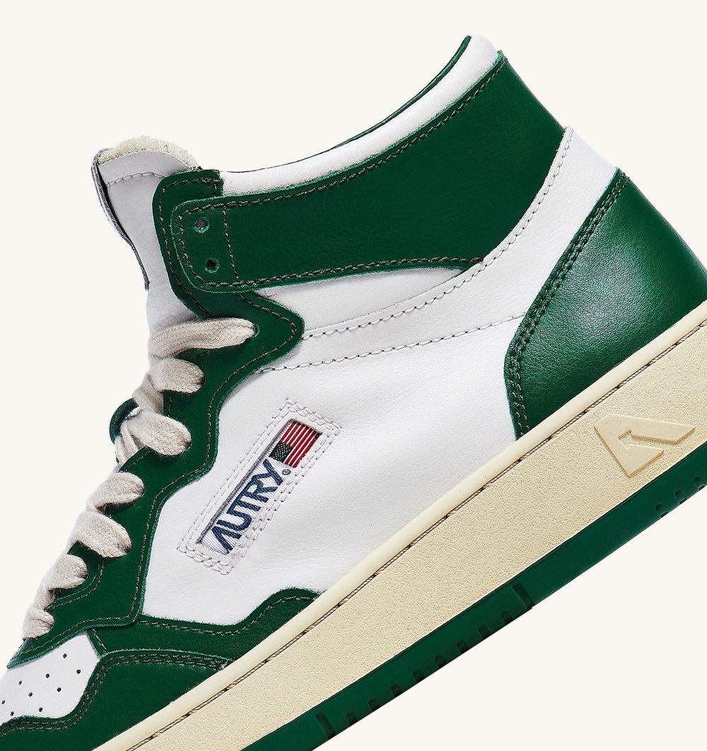 Autry Medalist Mid Sneakers Leather Green / White | 7328-MKZBG