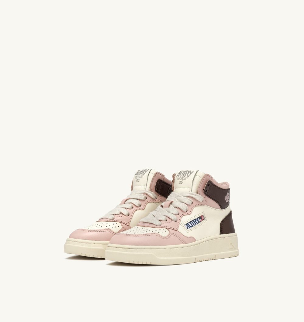 Autry Medalist Mid Sneakers Leather White / Pink | 6017-RFUTL