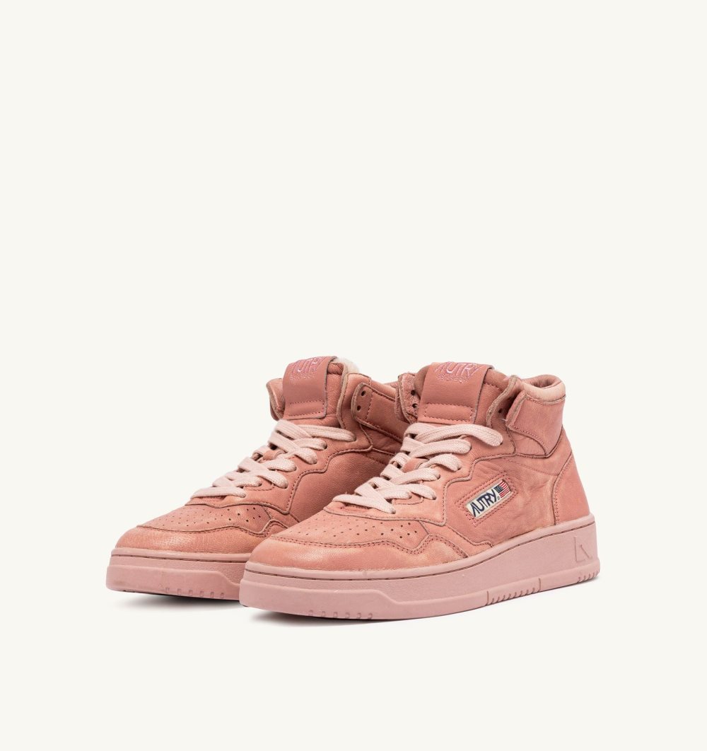 Autry Medalist Mid Sneakers Napa Leather Pink | 3490-UJWAF