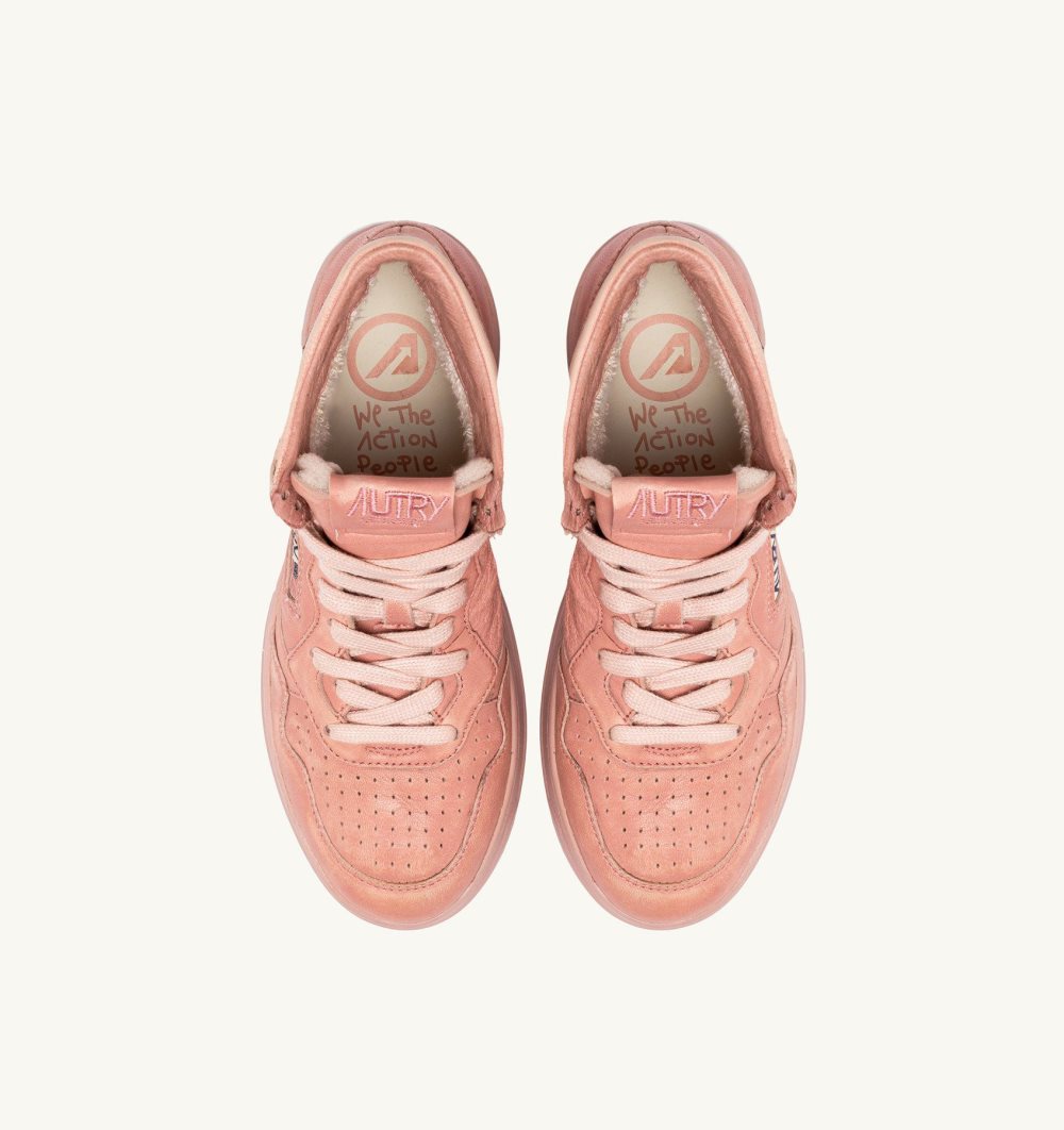 Autry Medalist Mid Sneakers Napa Leather Pink | 3490-UJWAF