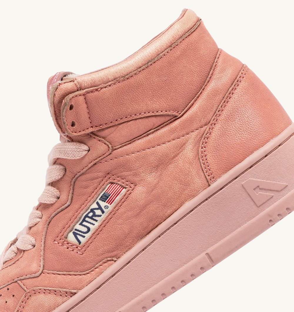 Autry Medalist Mid Sneakers Napa Leather Pink | 3490-UJWAF