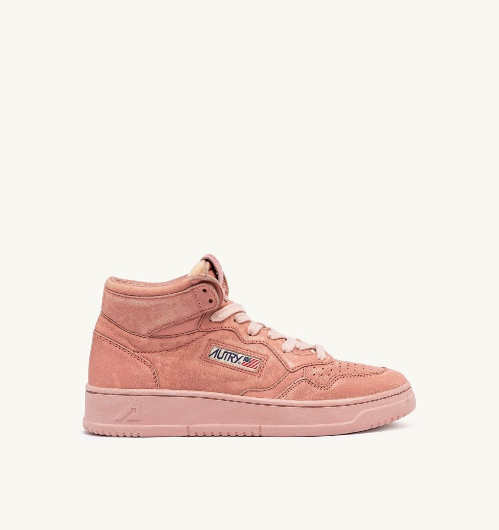 Autry Medalist Mid Sneakers Napa Leather Pink | 3490-UJWAF