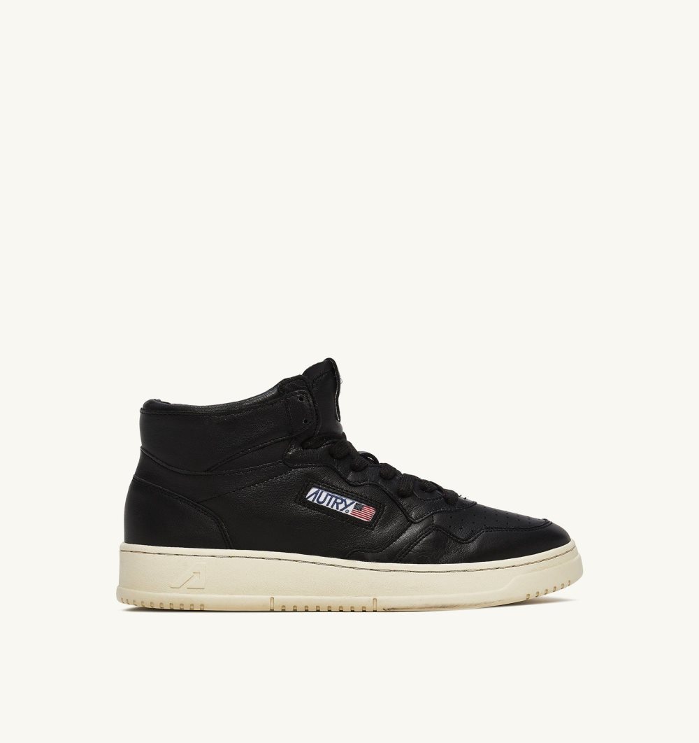 Autry Medalist Mid Sneakers Super-soft Nappa Black | 2195-VYEKZ